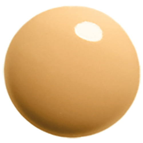 Round beige object with a white center on a white background