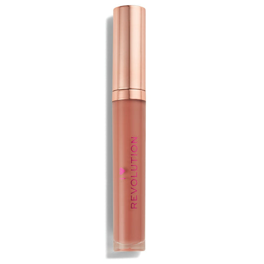 Lip gloss with rose gold cap on a white background