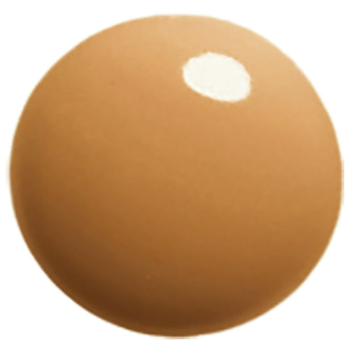 Brown sphere with a white dot on a white background