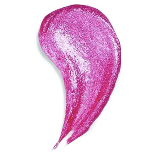 Pink glittery substance on a white background