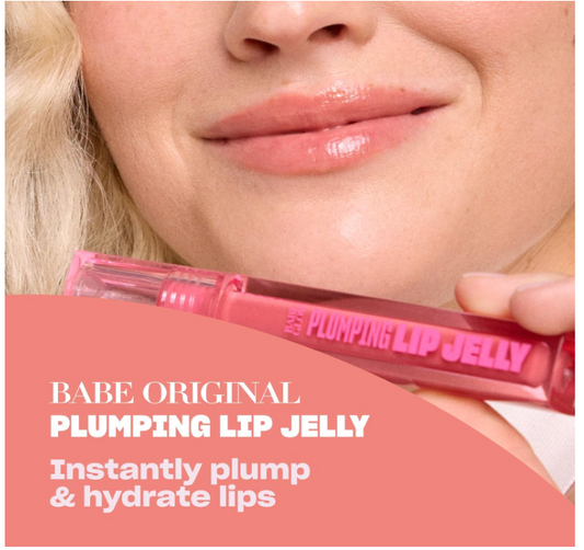 Lip jelly product with text on a pink background