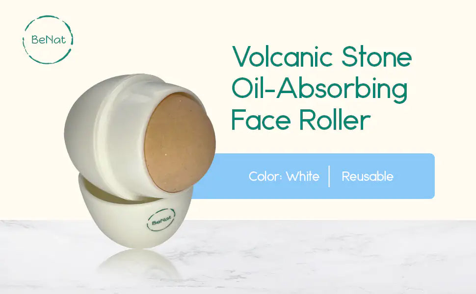 Oil-absorbing volcanic roller for oily T-zones