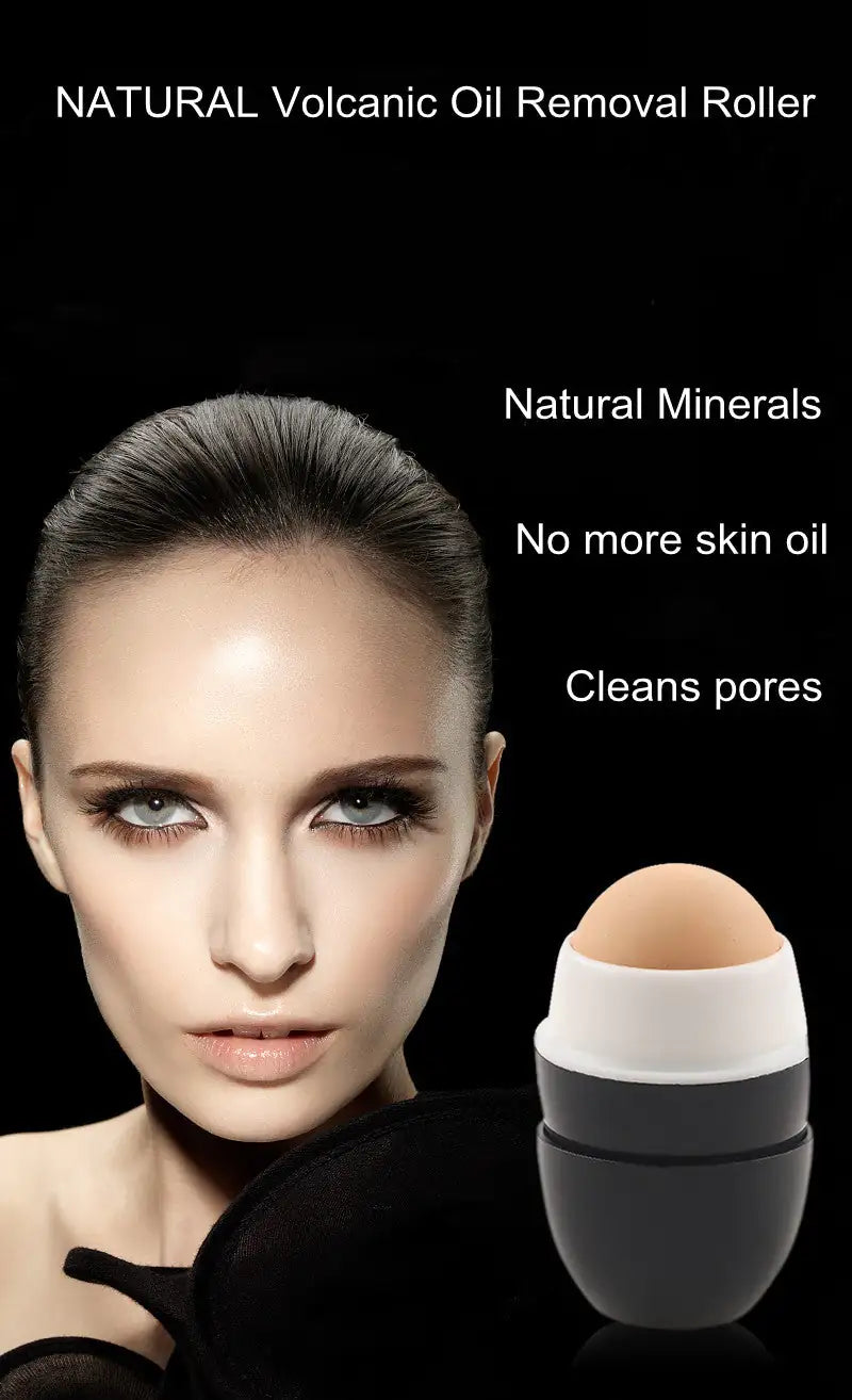 Oil-absorbing volcanic roller for oily T-zones