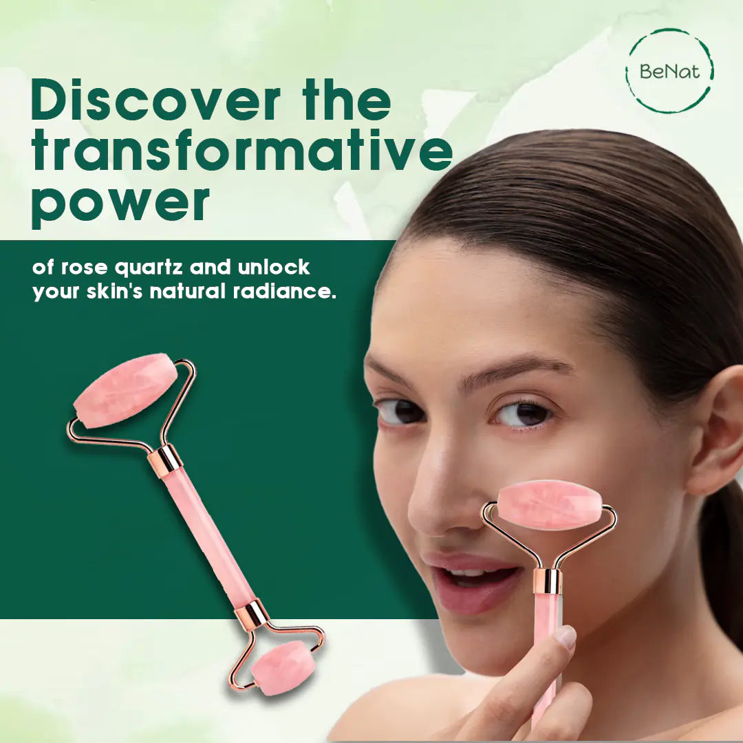 Glow Up Rose Quartz Face Roller - ShineFree Skin | Radiant Skincare Tools for Glowing Skin