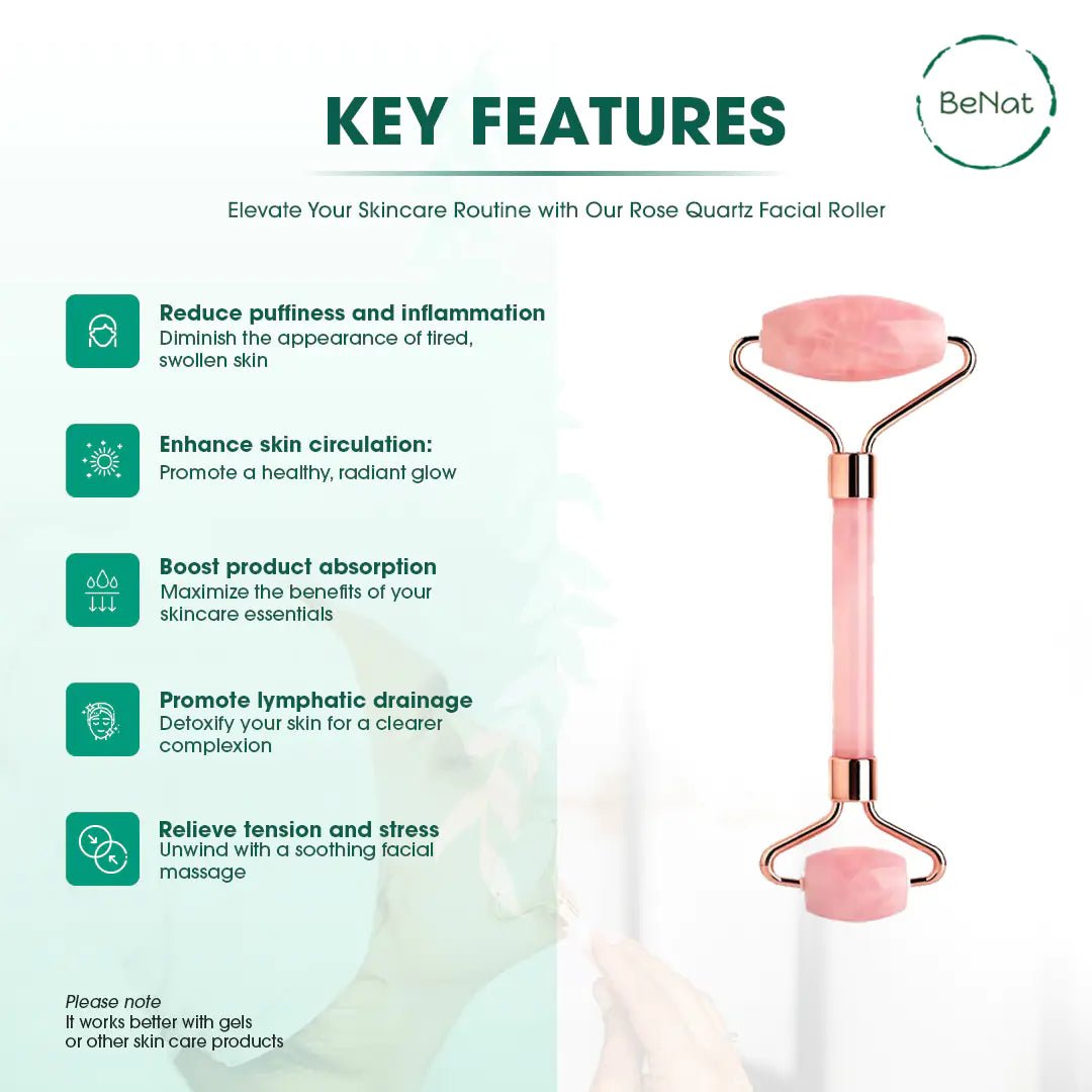Glow Up Rose Quartz Face Roller - ShineFree Skin | Radiant Skincare Tools for Glowing Skin