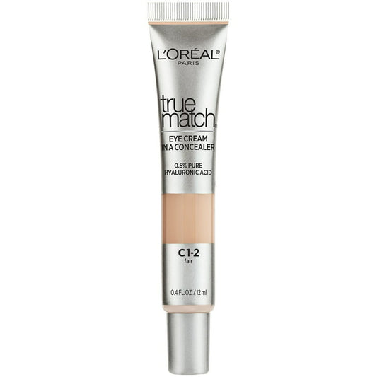 L'Oreal True Match eye cream tube on a white background