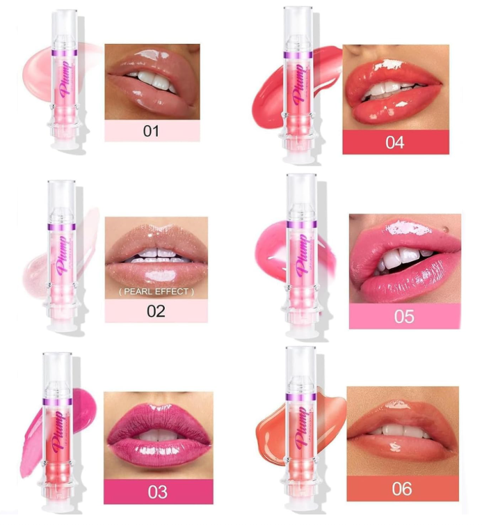 Lip gloss with application examples on lips