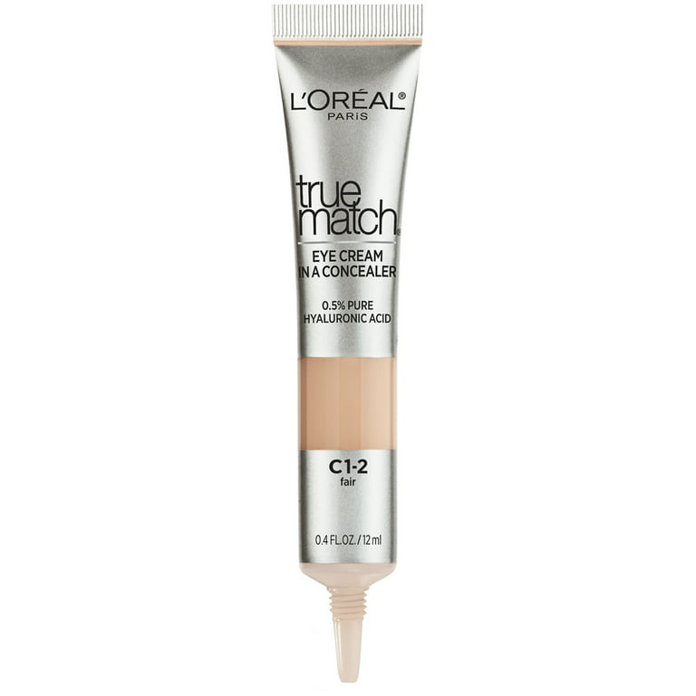 L'Oreal True Match eye cream tube on a white background